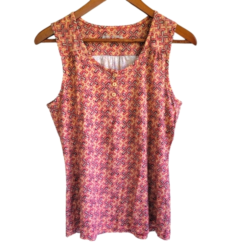 Royal Robbins Abstract 70s Retro Print  Scoop Neck Tank Top Womens Small